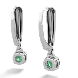 Lab Emerald 5Mm Round Lever Back 14K White Gold earrings E2785