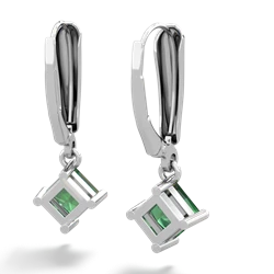 Lab Emerald 6Mm Princess Lever Back 14K White Gold earrings E2789