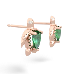 Lab Emerald Baby Sea Turtle 14K Rose Gold earrings E5241