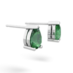 Lab Emerald Teardrop Stud 14K White Gold earrings E1793