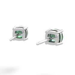 Lab Emerald 5Mm Checkerboard Cushion Stud 14K White Gold earrings E1795