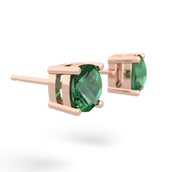 Lab Emerald 6Mm Checkerboard Cushion Stud 14K Rose Gold earrings E1796