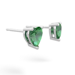 Lab Emerald 6Mm Heart Stud 14K White Gold earrings E1862