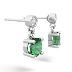 Lab Emerald Diamond Drop 6Mm Round 14K White Gold earrings E1986