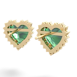 Lab Emerald Sparkling Halo Heart 14K Yellow Gold earrings E0391