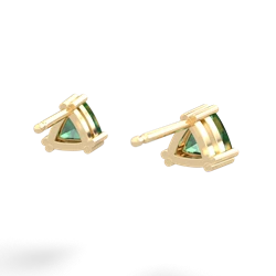 Lab Emerald 5Mm Trillion Stud 14K Yellow Gold earrings E1858