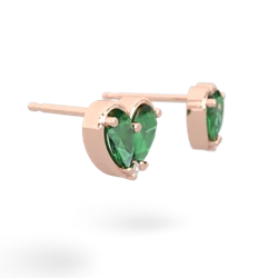 Lab Emerald 'Our Heart' 14K Rose Gold earrings E5072