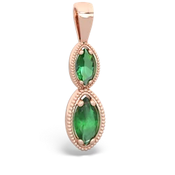 Lab Emerald Antique-Style Halo 14K Rose Gold pendant P5700