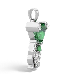 Lab Emerald Puppy Love 14K White Gold pendant P5800