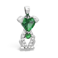 Lab Emerald Puppy Love 14K White Gold pendant P5800