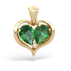 Lab Emerald Two Become One 14K Yellow Gold pendant P5330