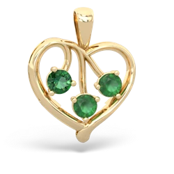 Lab Emerald Glowing Heart 14K Yellow Gold pendant P2233