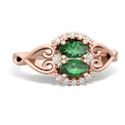 Lab Emerald Love Nest 14K Rose Gold ring R5860