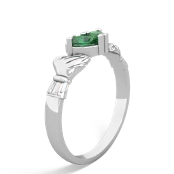 Lab Emerald 'Our Heart' Claddagh 14K White Gold ring R2388