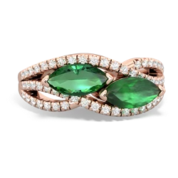 Lab Emerald Diamond Rivers 14K Rose Gold ring R3070