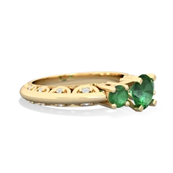 Lab Emerald Art Deco Eternal Embrace Engagement 14K Yellow Gold ring C2003