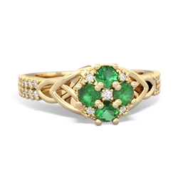 Lab Emerald Celtic Knot Cluster Engagement 14K Yellow Gold ring R26443RD