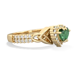 Lab Emerald Celtic Knot Two Hearts As One 14K Yellow Gold ring R2644HRT