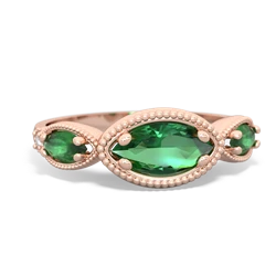 Lab Emerald Milgrain Marquise 14K Rose Gold ring R5700