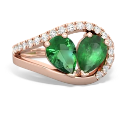 Lab Emerald Nestled Heart Keepsake 14K Rose Gold ring R5650