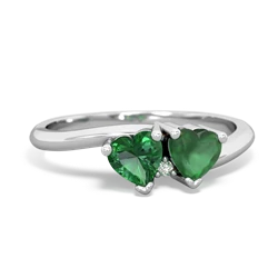 Lab Emerald Sweethearts 14K White Gold ring R5260