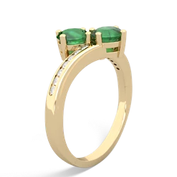 Lab Emerald Channel Set Two Stone 14K Yellow Gold ring R5303