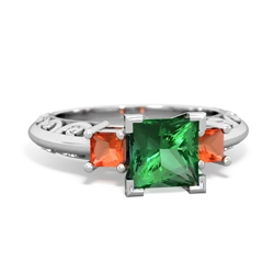 Lab Emerald Eternal Embrace Engagement 14K White Gold ring C2001