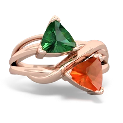 Lab Emerald Split Band Swirl 14K Rose Gold ring R2341