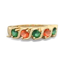 Lab Emerald Anniversary Band 14K Yellow Gold ring R2089