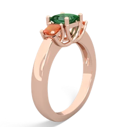 Lab Emerald Three Stone Trellis 14K Rose Gold ring R4015