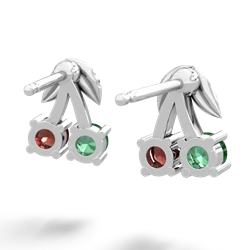 Lab Emerald Sweet Cherries 14K White Gold earrings E7001