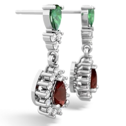 Lab Emerald Halo Pear Dangle 14K White Gold earrings E1882