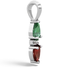 Lab Emerald Bowtie Drop 14K White Gold pendant P0865