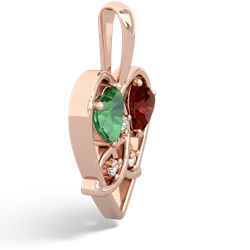 Lab Emerald Celtic Trinity Heart 14K Rose Gold pendant P5331