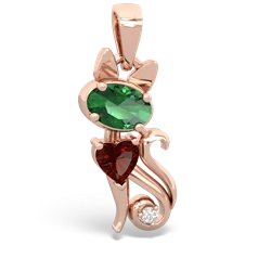 Lab Emerald Kitten 14K Rose Gold pendant P5780