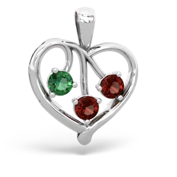 Lab Emerald Glowing Heart 14K White Gold pendant P2233