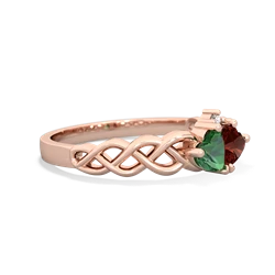 Lab Emerald Heart To Heart Braid 14K Rose Gold ring R5870