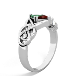 Lab Emerald Keepsake Celtic Knot 14K White Gold ring R5300