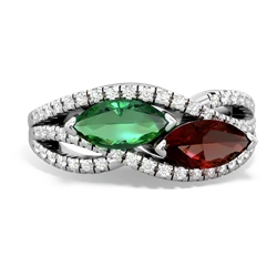 Lab Emerald Diamond Rivers 14K White Gold ring R3070