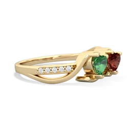 Lab Emerald Side By Side 14K Yellow Gold ring R3090