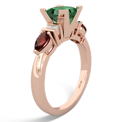 Lab Emerald 6Mm Princess Eternal Embrace Engagement 14K Rose Gold ring C2002