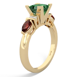 Lab Emerald 6Mm Princess Eternal Embrace Engagement 14K Yellow Gold ring C2002