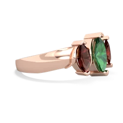 Lab Emerald Three Peeks 14K Rose Gold ring R2433