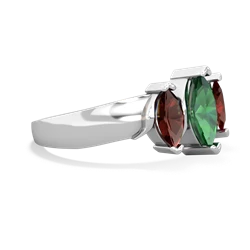 Lab Emerald Three Peeks 14K White Gold ring R2433