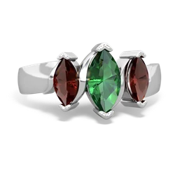 Lab Emerald Three Peeks 14K White Gold ring R2433