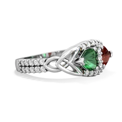 Lab Emerald Sparkling Celtic Knot 14K White Gold ring R2645