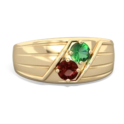 Lab Emerald Men's Streamline 14K Yellow Gold ring R0460