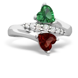 Lab Emerald Heart To Heart 14K White Gold ring R2064