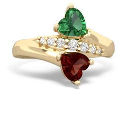 Lab Emerald Heart To Heart 14K Yellow Gold ring R2064