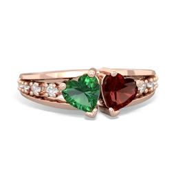 Lab Emerald Heart To Heart 14K Rose Gold ring R3342